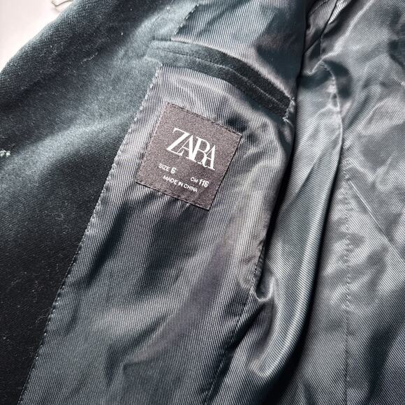 Zara Boys Velvet Suit Jacket Blazer Green Size 6 Christmas - Picture 5 of 5
